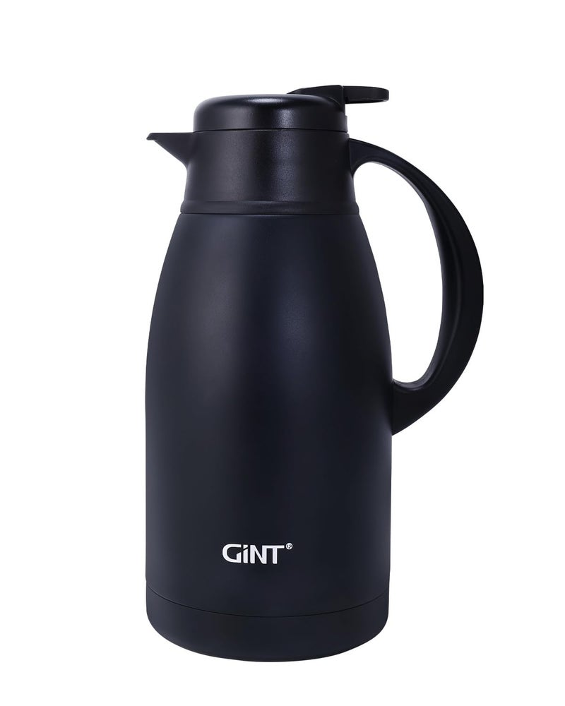 GiNT Stainless Steel Thermal Coffee Carafe, Double Walled Vacuum Water and Beverage Dispenser, 12 Hour Heat Retention, 65 OZ /1.9 Liter Black - Image 1